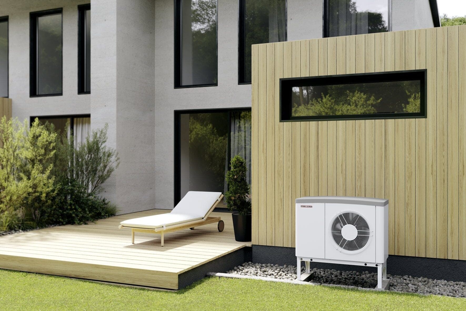 Stiebel Eltron Wärmepumpe bei modernem Einfamilienhaus